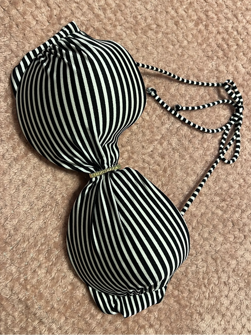 Black & White Striped Bandeau Bikini Top